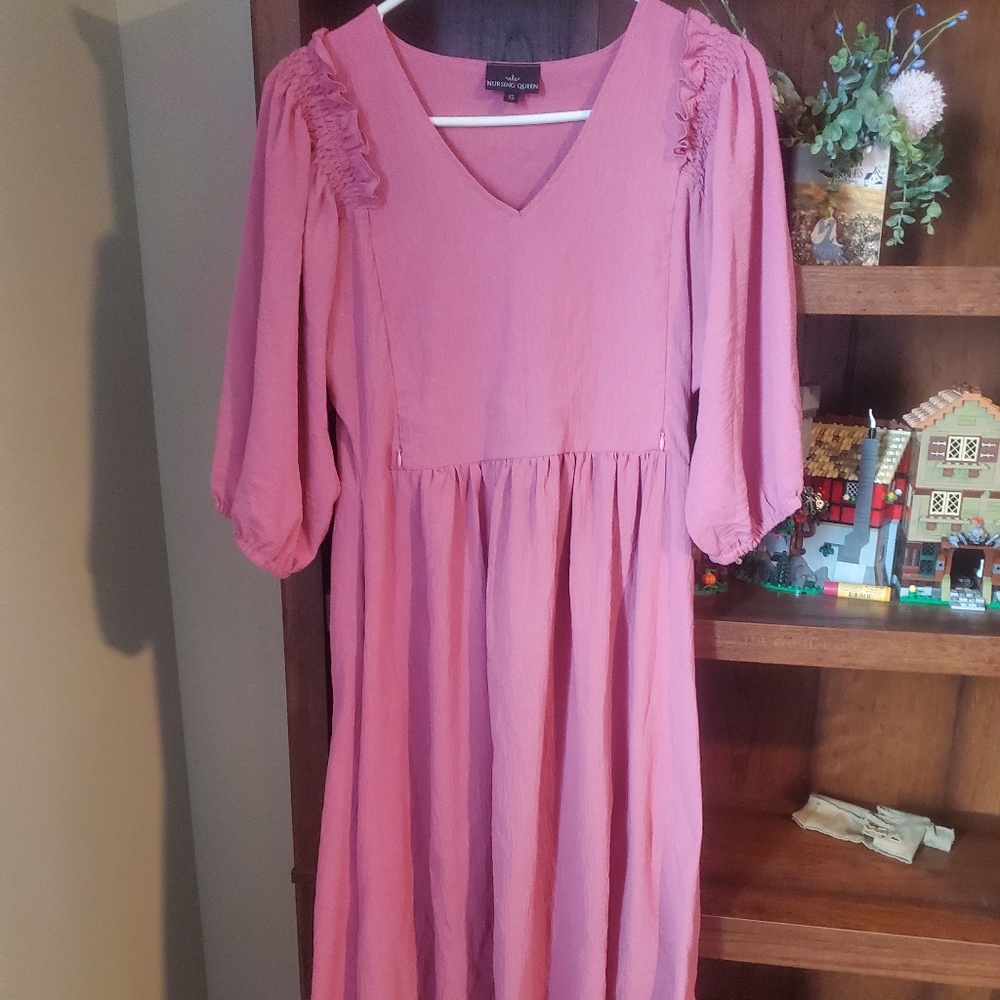 Nursing Queen Pink Long Sleeve Dress